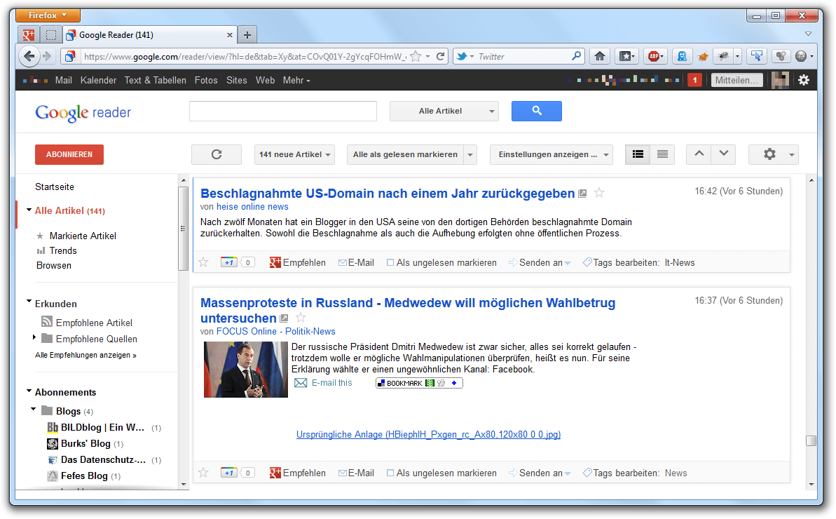 RSS Google Reader