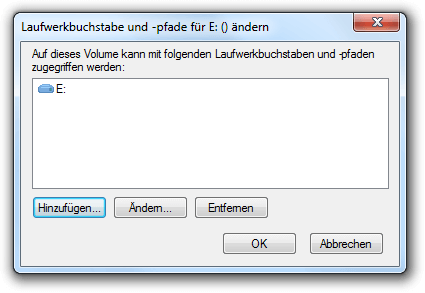 Computerverwaltung Datenträgerverwaltung Laufwersbuchstabe und Pfade