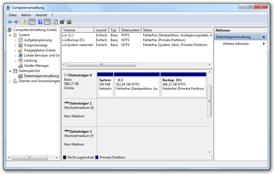 Computerverwaltung Datenträgerverwaltung