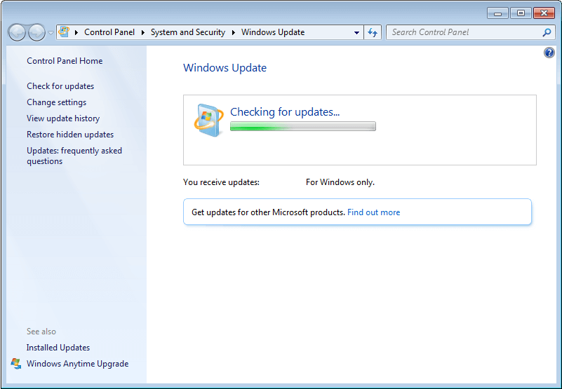 Windows 7 Suche nach Updates